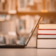 laptop and books