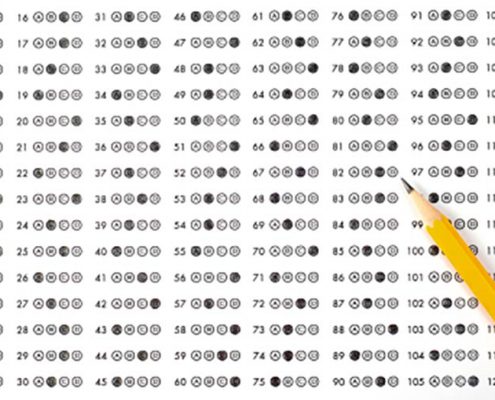 pencil and test answer sheet