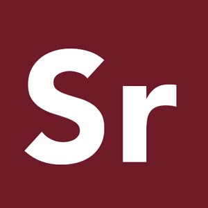 letters Sr on dark red background