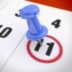 calendar with pushpin showing test dates